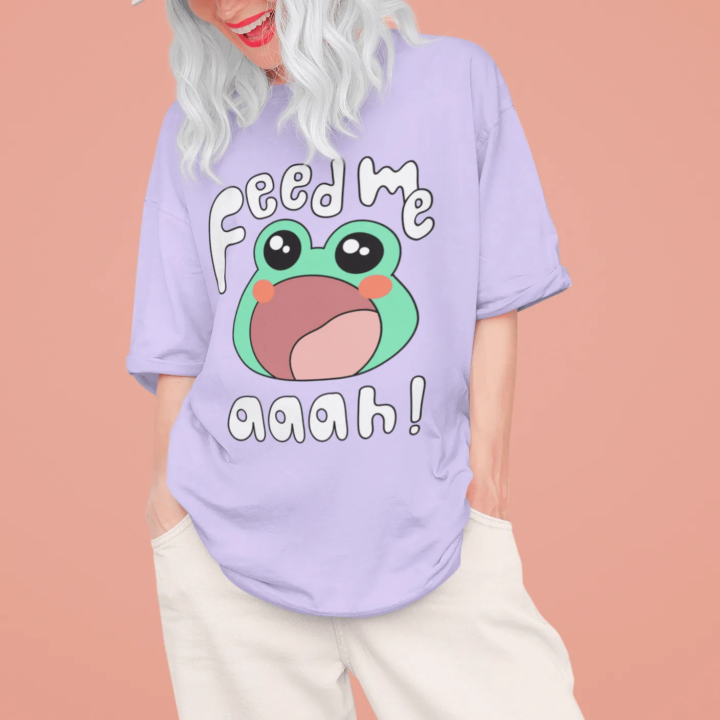 Feed Me- Hungry Toad Oversized T-shirts- Unisex