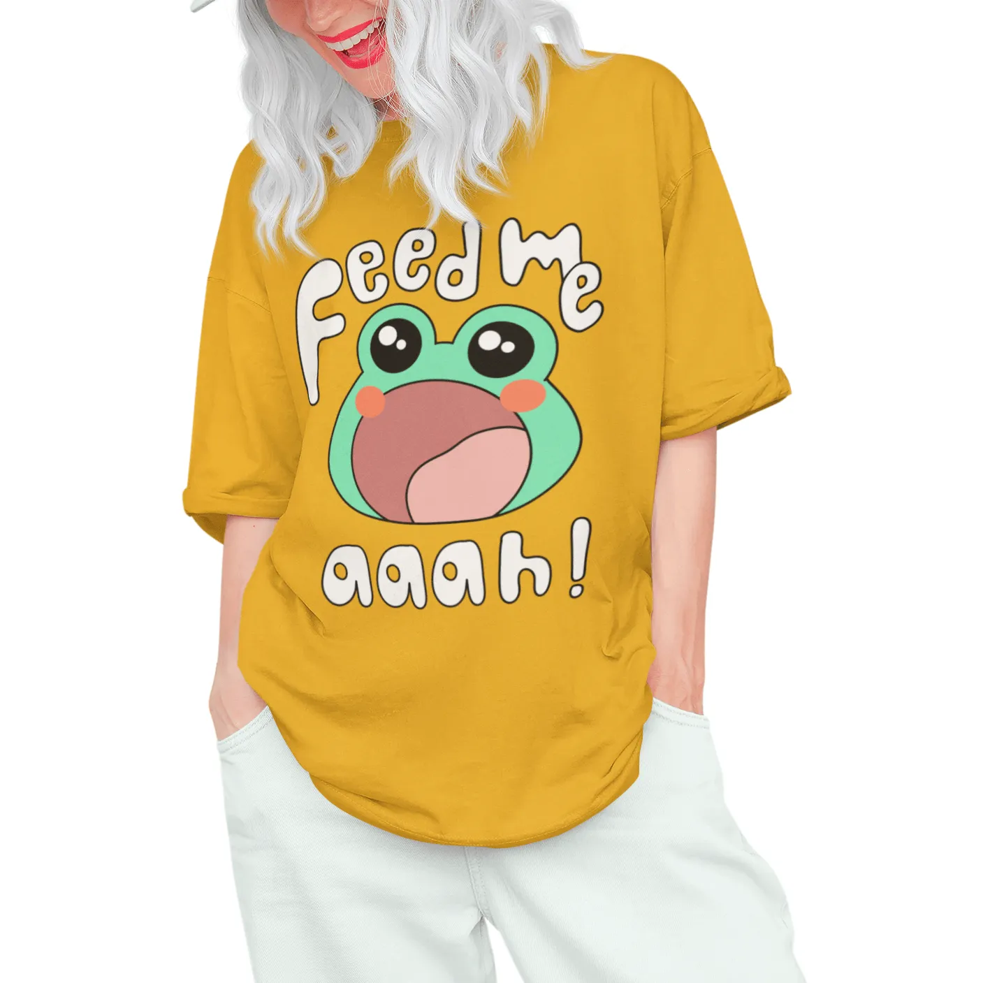 Feed Me- Hungry Toad Unisex Oversized T-shirts