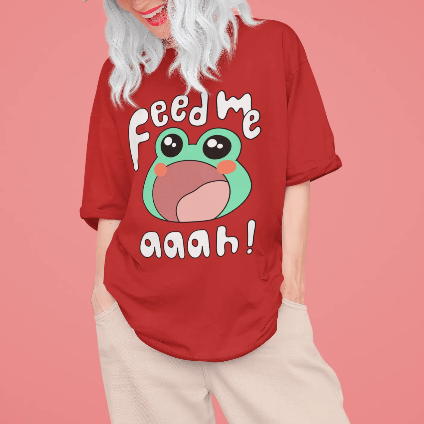 Feed Me- Hungry Toad Unisex Oversized T-shirts