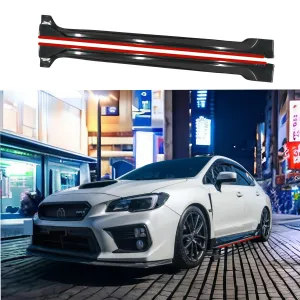 Fits for 15-21 Subaru WRX STI Black JDM Style Side Skirts Body Kit w/ Red Trims