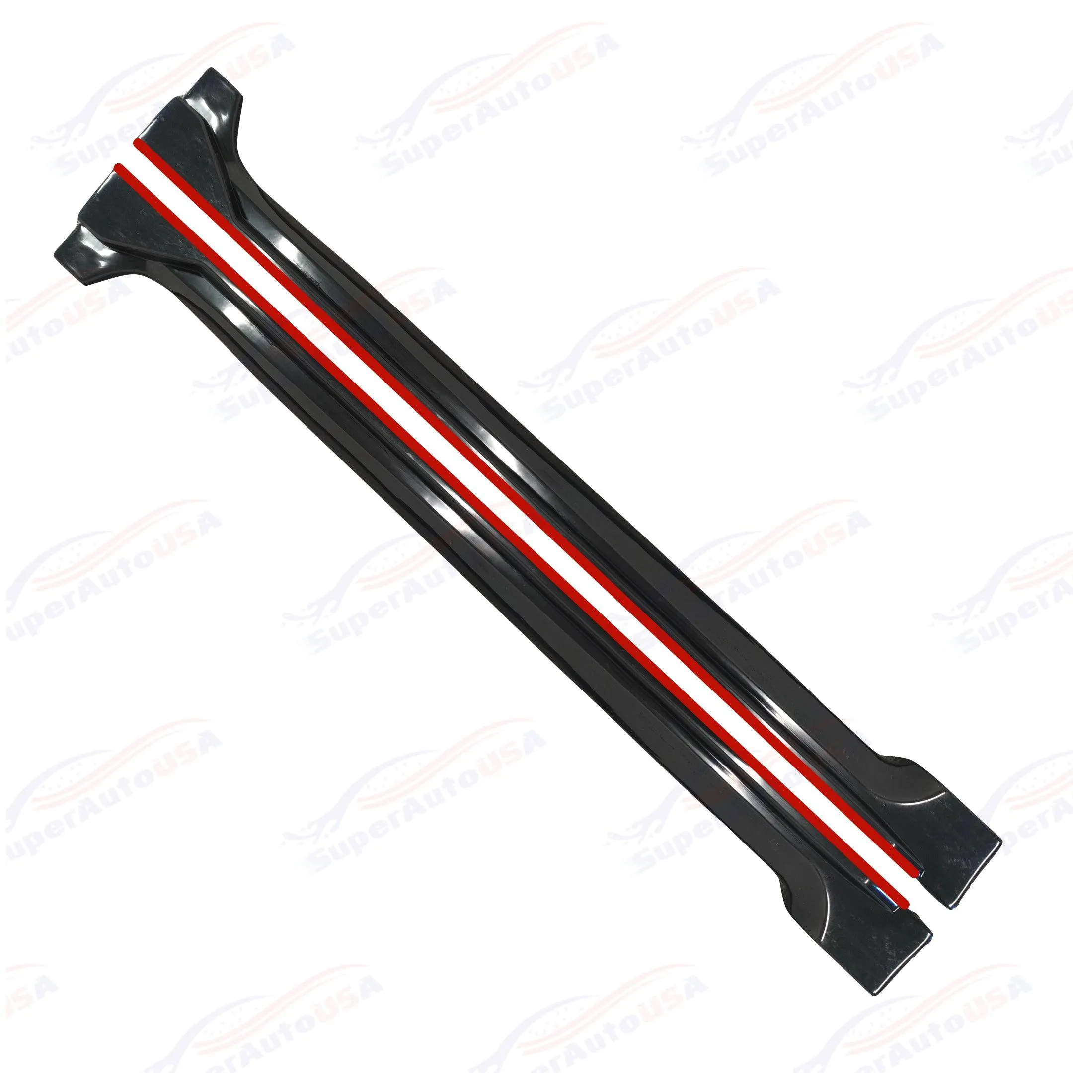 Fits for 15-21 Subaru WRX STI Black JDM Style Side Skirts Body Kit w/ Red Trims