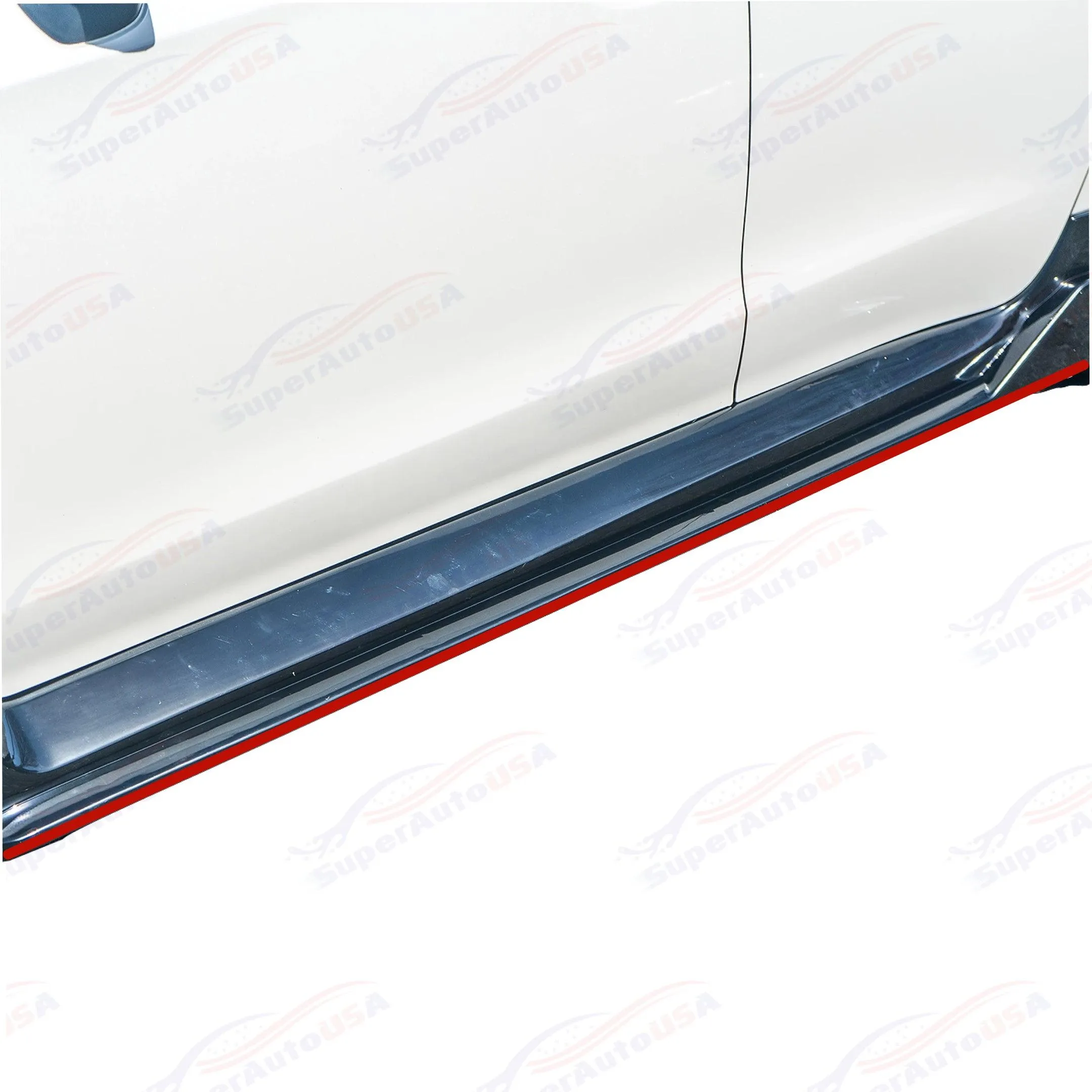 Fits for 15-21 Subaru WRX STI Black JDM Style Side Skirts Body Kit w/ Red Trims