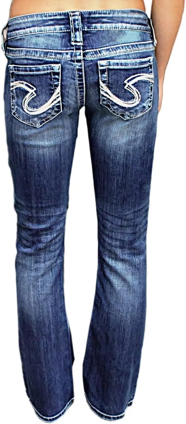Flamingals Low Rise Jeans for Women Stretchy Skinny Straight Leg Bootcut Jeans Denim Pants