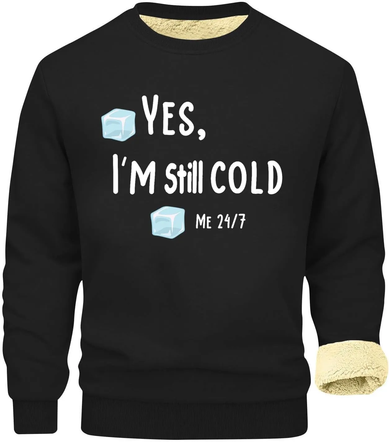 Fleece Lined Sweatshirts for Men Thermal Long Sleeve Tops Warm Undershirt Winter Crewneck Sweatshirt Thick Pullover