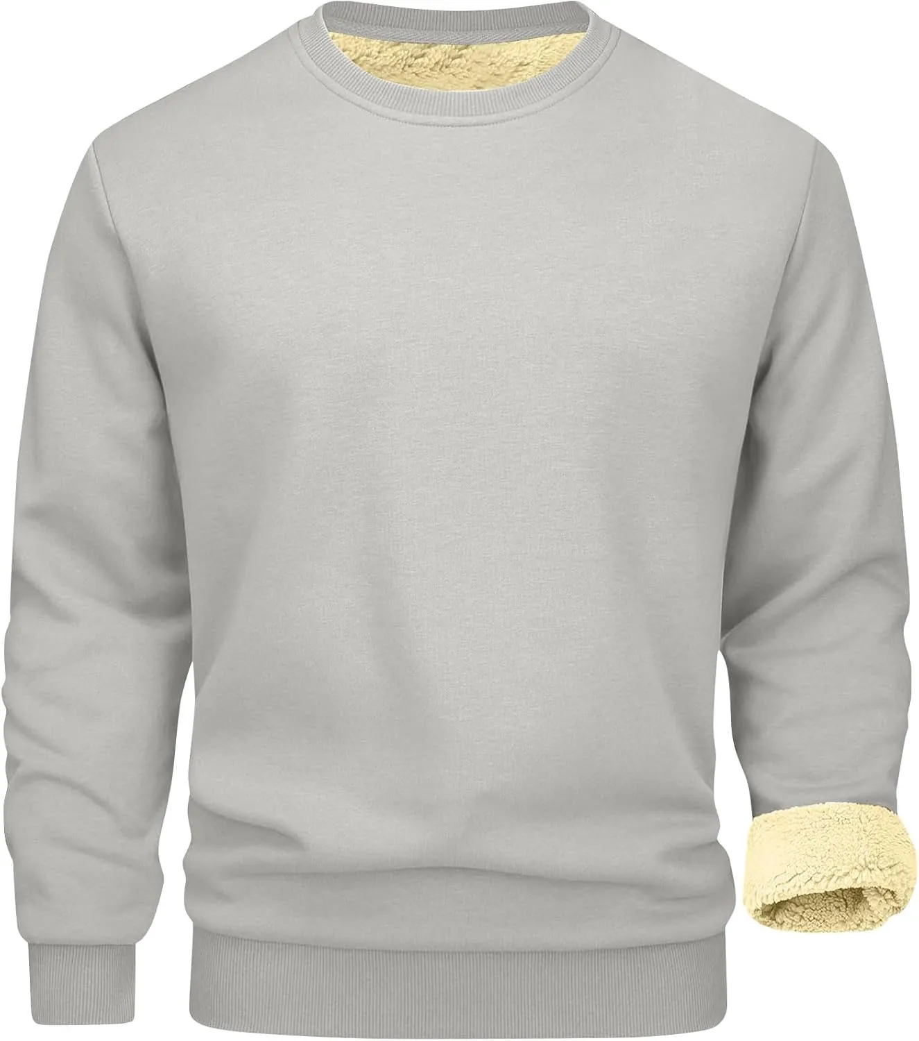 Fleece Lined Sweatshirts for Men Thermal Long Sleeve Tops Warm Undershirt Winter Crewneck Sweatshirt Thick Pullover