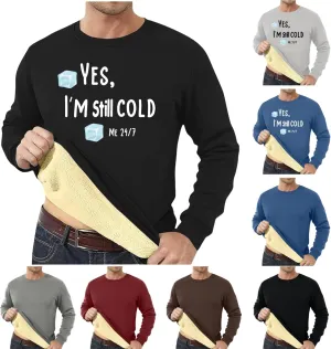 Fleece Lined Sweatshirts for Men Thermal Long Sleeve Tops Warm Undershirt Winter Crewneck Sweatshirt Thick Pullover