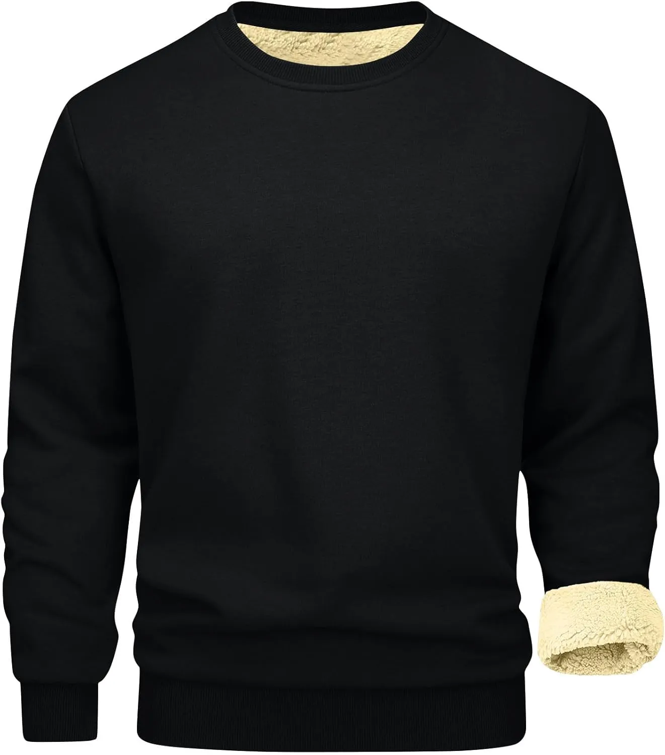 Fleece Lined Sweatshirts for Men Thermal Long Sleeve Tops Warm Undershirt Winter Crewneck Sweatshirt Thick Pullover