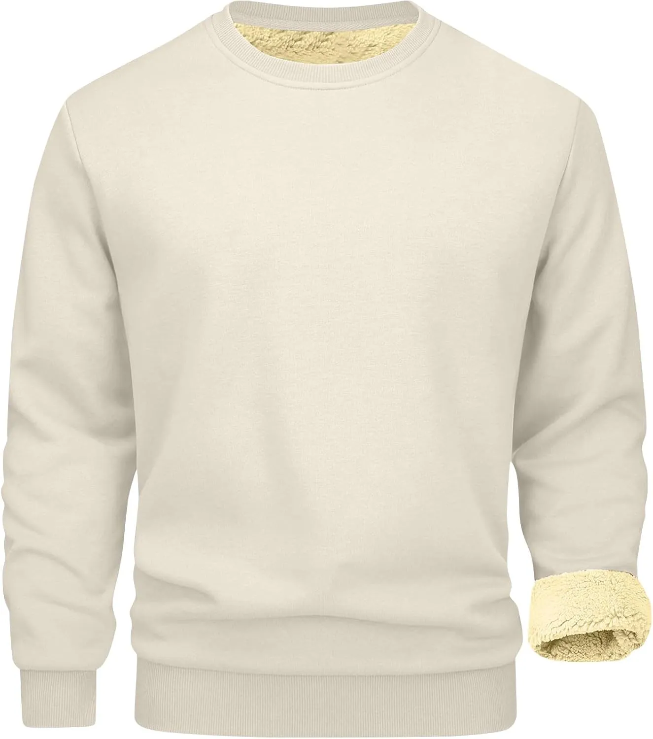 Fleece Lined Sweatshirts for Men Thermal Long Sleeve Tops Warm Undershirt Winter Crewneck Sweatshirt Thick Pullover