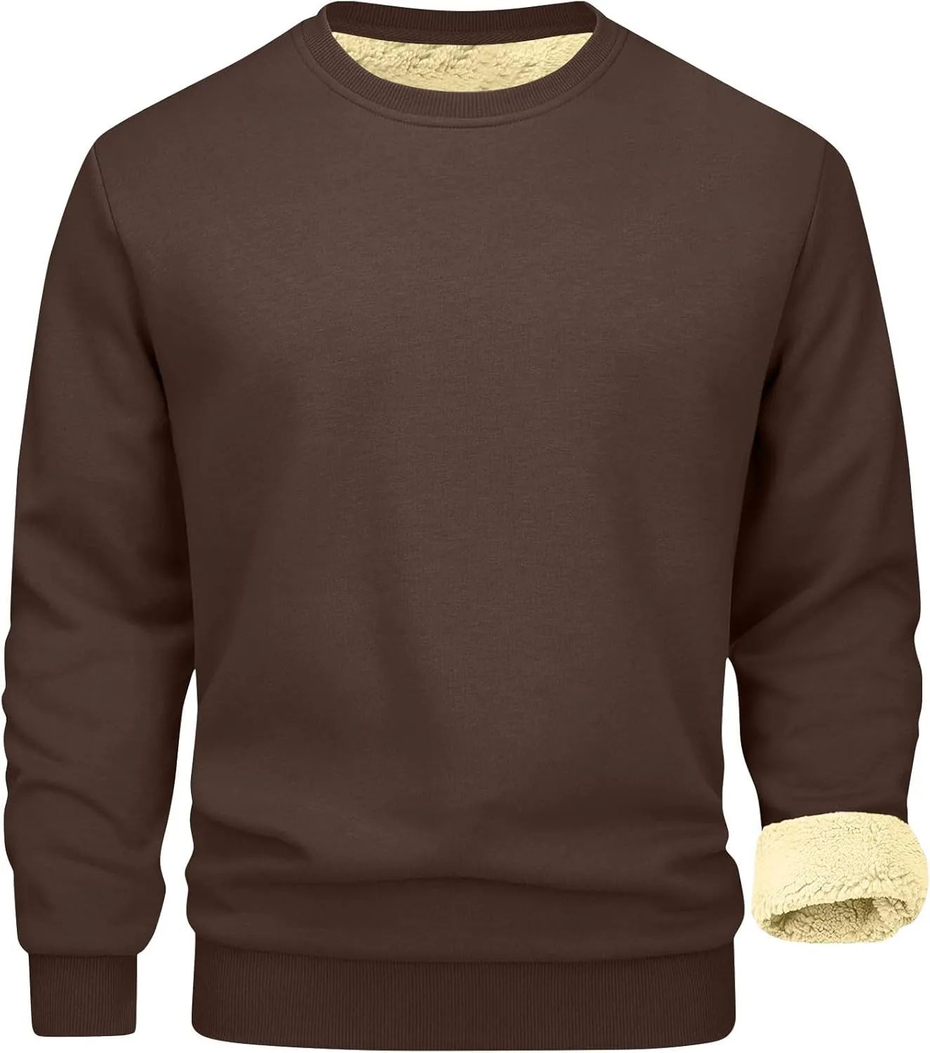 Fleece Lined Sweatshirts for Men Thermal Long Sleeve Tops Warm Undershirt Winter Crewneck Sweatshirt Thick Pullover