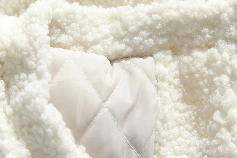 Fleece Parka Rainbow Jacket Patchwork Zipper