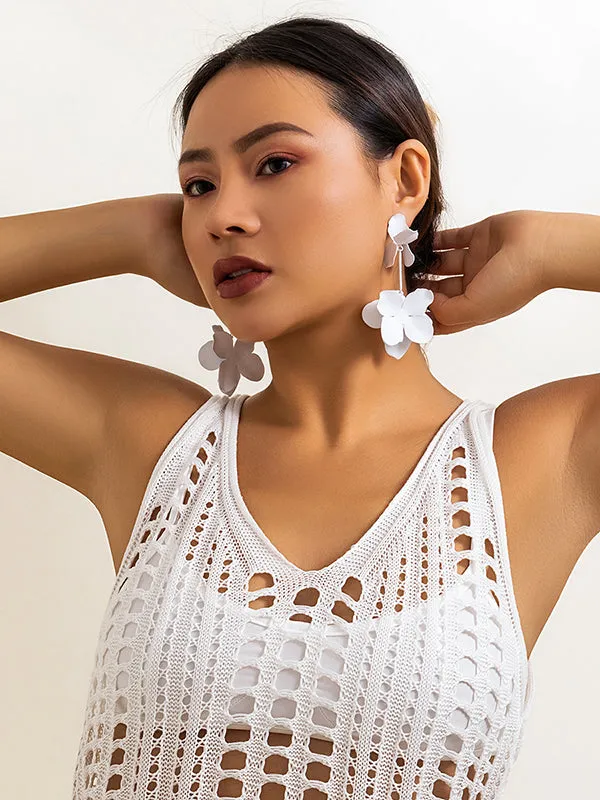 Flower Shape Drop Earrings Earrings Accessories