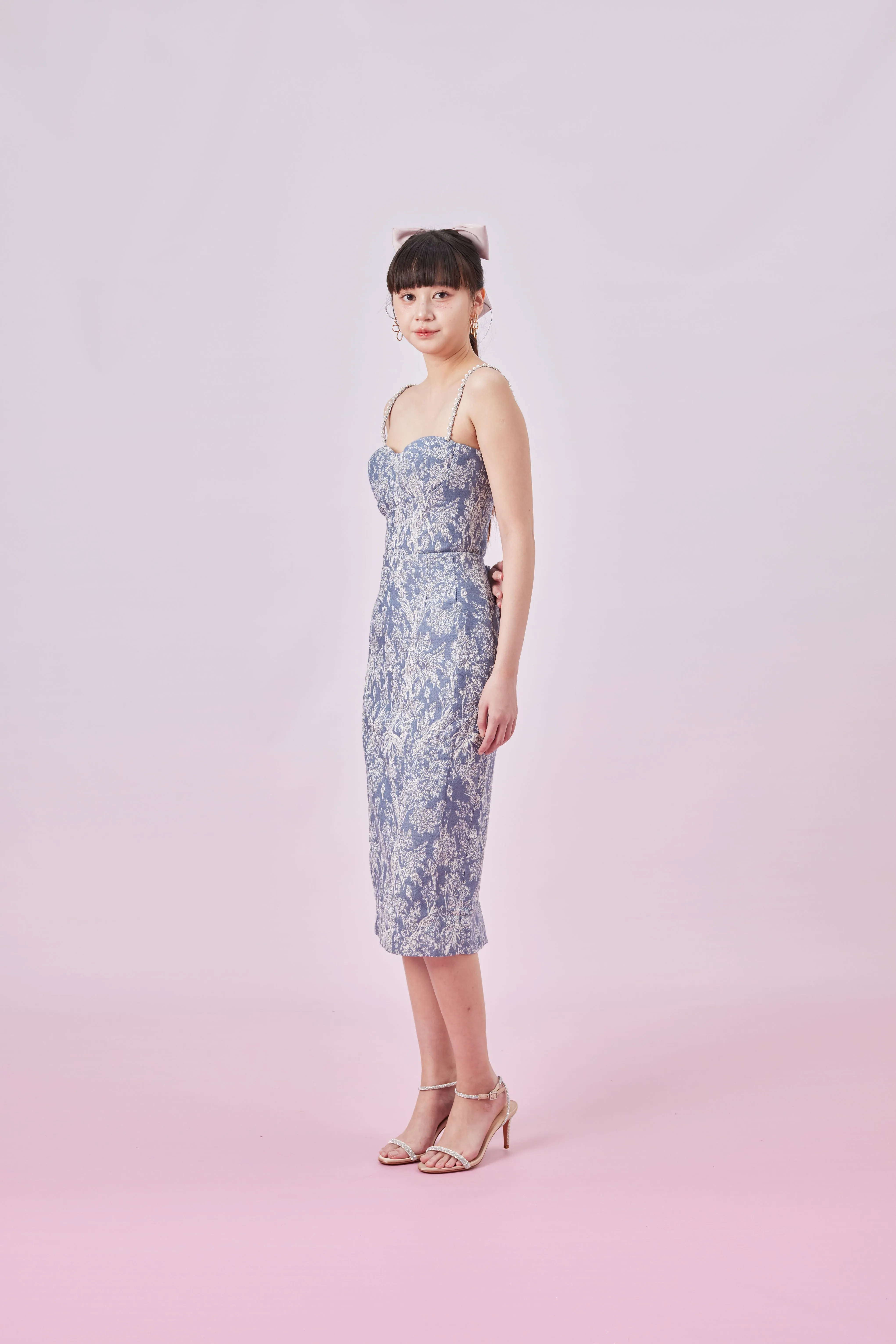 Gabrila Blue Denim Print Bustier Top