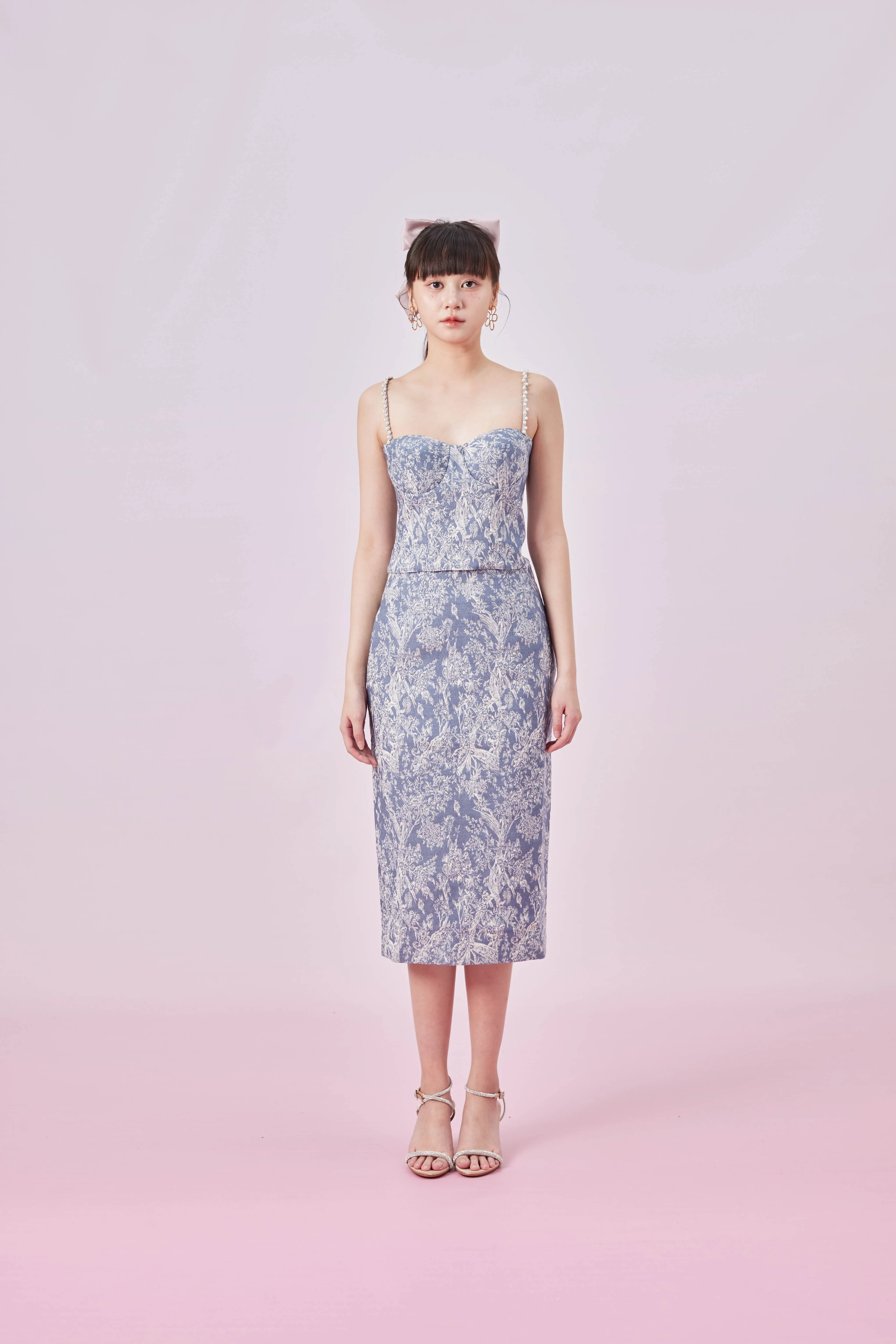 Gabrila Blue Denim Print Bustier Top