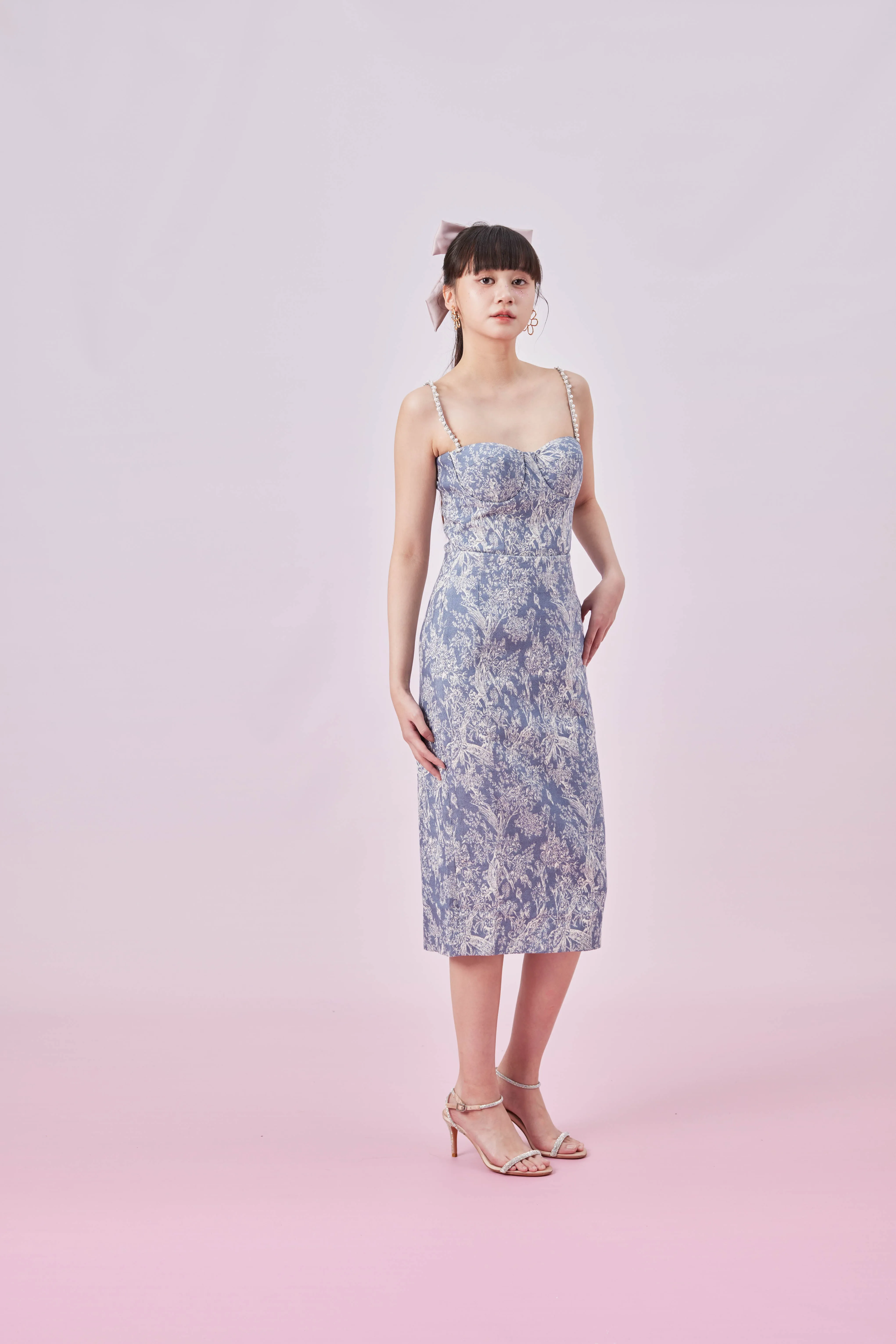 Gabrila Blue Denim Print Bustier Top