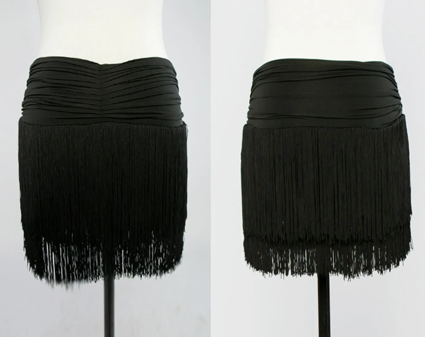 GD2002 Kid Latin Ballroom Dance Professional Pleated Surface and Double Tassel Swing Design Skirt for Girl