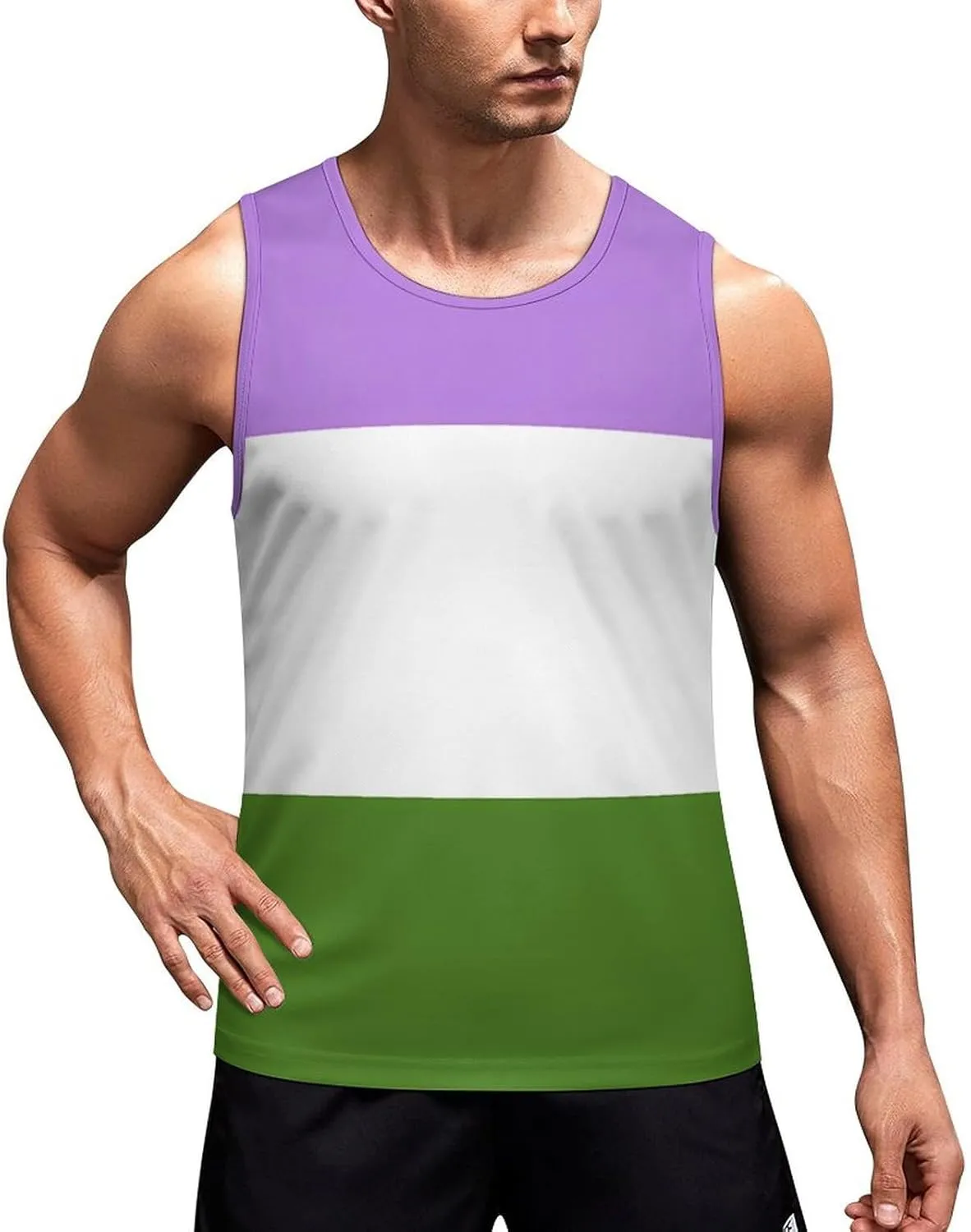 Genderqueer Proud Flag Mens Tank Top Undershirt Sleeveless Gym Vest Workout T-Shirts