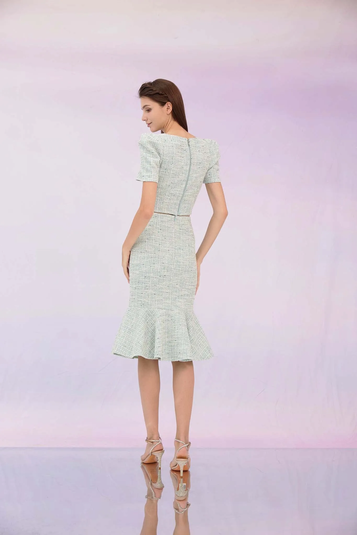 Geneieve Turquoise Tweed Skirt