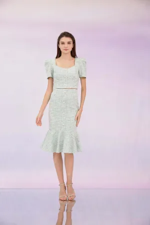 Geneieve Turquoise Tweed Skirt
