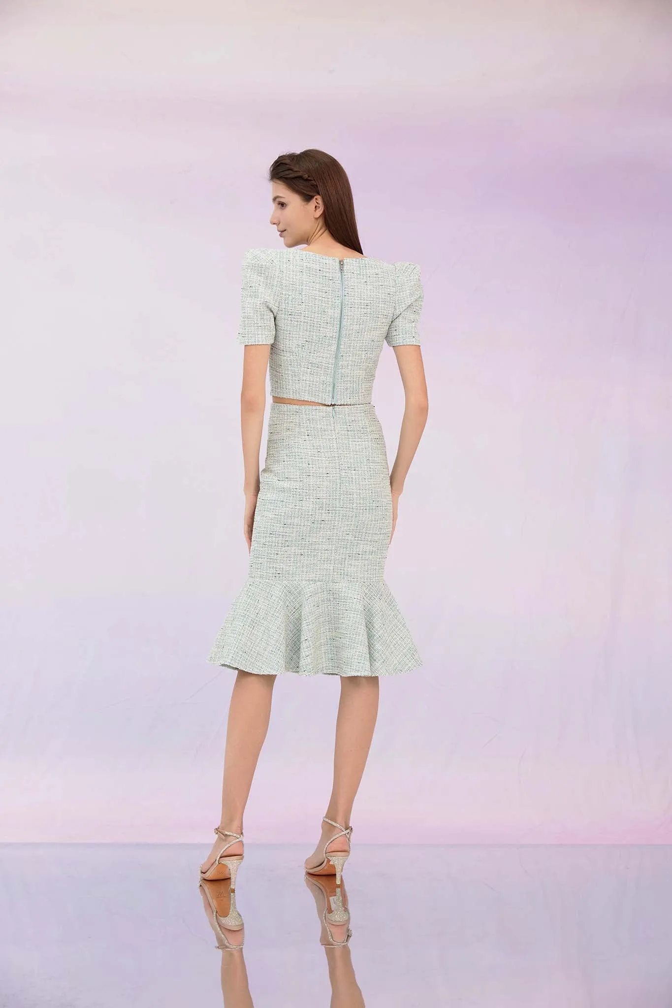 Geneieve Turquoise Tweed Skirt