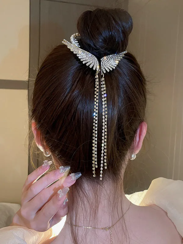 Geometric Rhine Stones Tasseled Hair Accessories