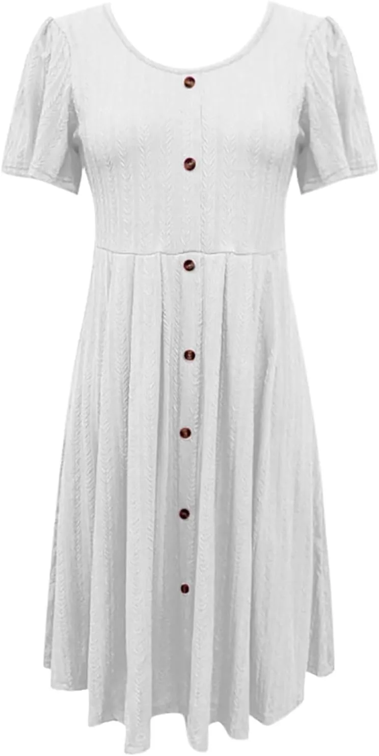 Girls Dresses Size 10-12 Floral Summer Dress Ruffle Sleeve Crewneck Flowy Swing Mini Dresses with Pockets