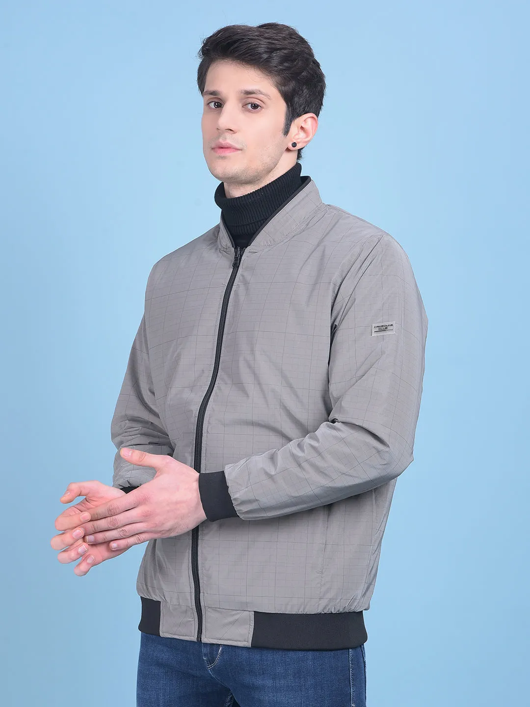 Grey Checked Reversible Jacket