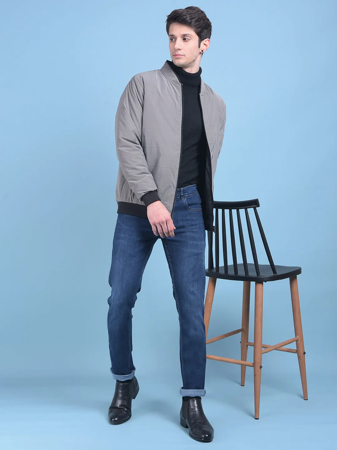 Grey Checked Reversible Jacket