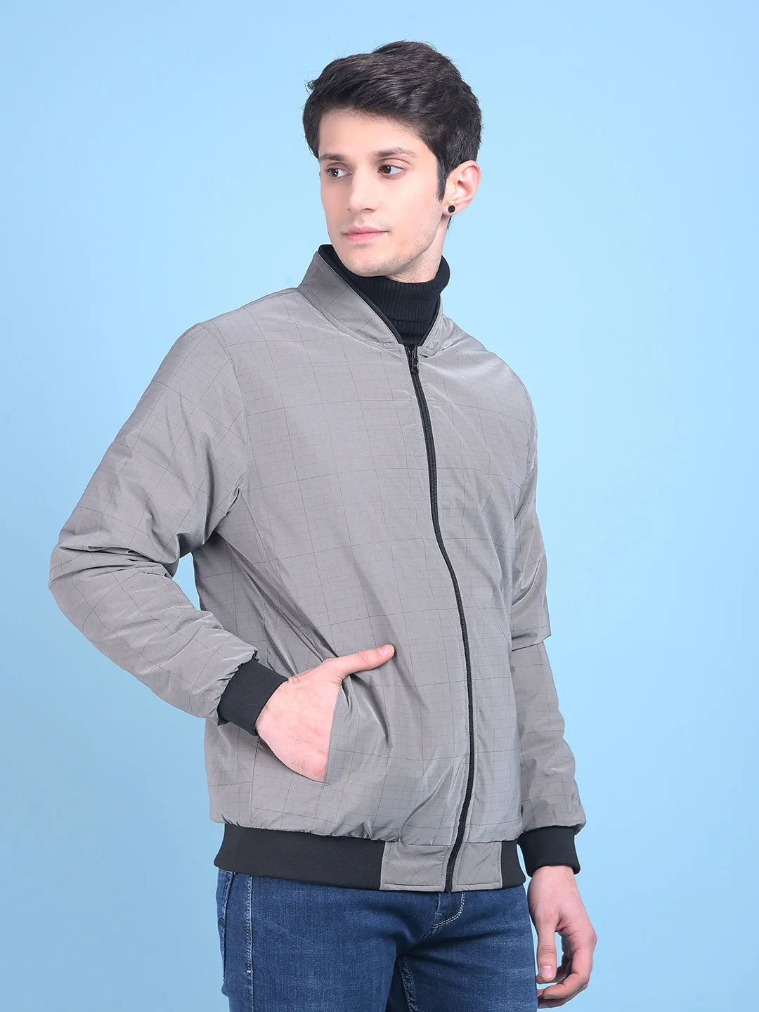 Grey Checked Reversible Jacket