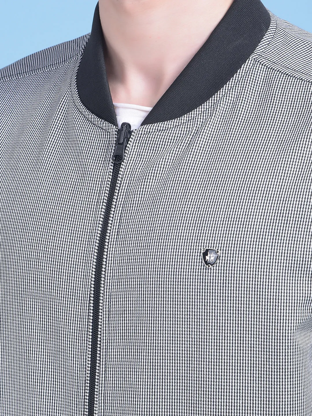 Grey Printed Jacquard Reversible Jacket