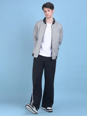 Grey Printed Jacquard Reversible Jacket