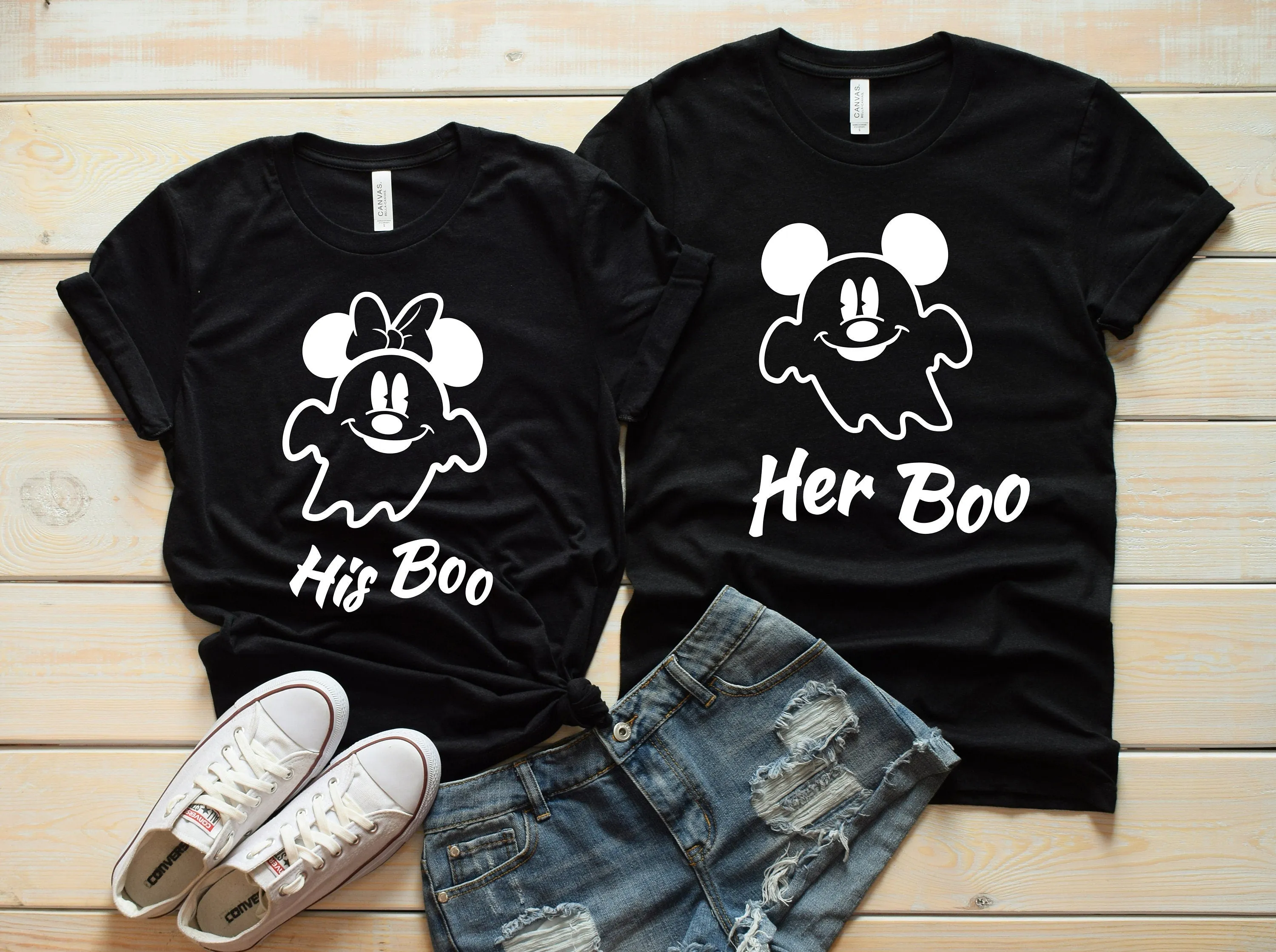 Halloween Minnie and Mickey Shirts - Disney Couples - Matching Shirts - Her Boo and His Boo