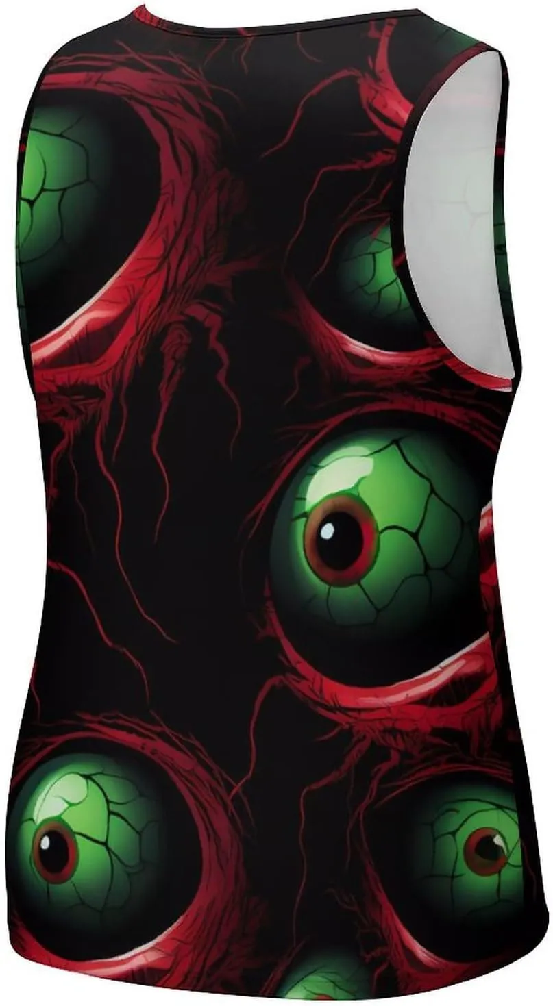 Halloween Terrifying Eyeballs Mens Tank Top Undershirt Sleeveless Gym Vest Workout T-Shirts