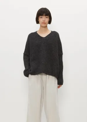 Hand Knit Oversized V Neck — Slate