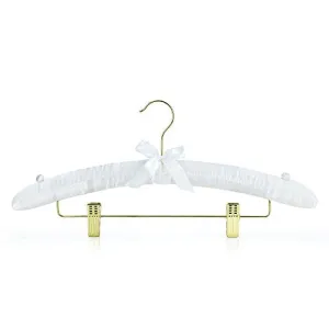 HANGERWORLD 5 White 17inch Satin Padded Pants Skirt Bar Clip Wedding Clothes Coat Hangers