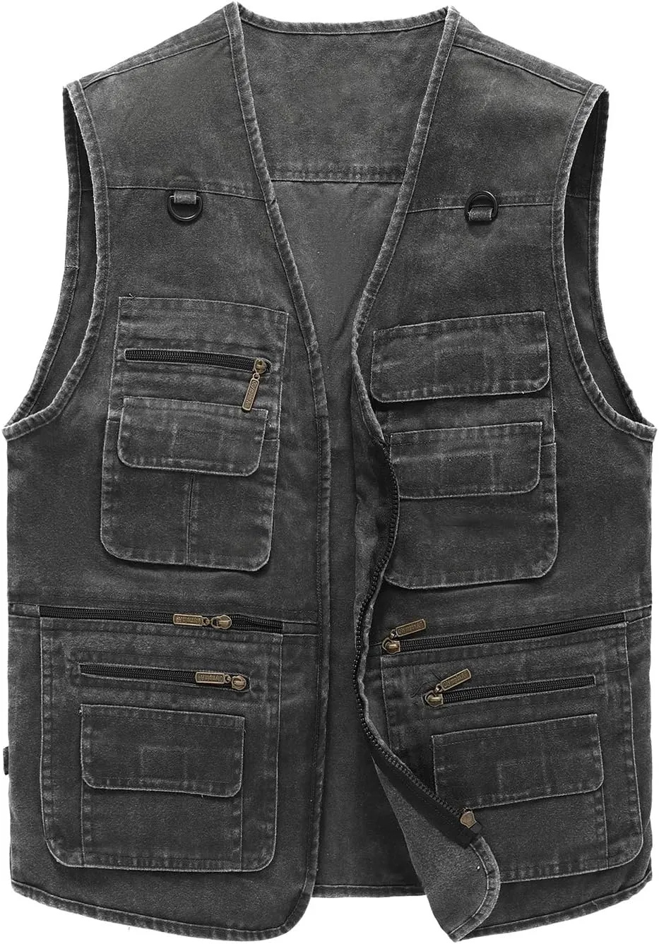 Hbufnha Men's Denim Vest Outdoor Casual Multi Pocket Sleeveless Jacket Jean Work Travel Utility Vest