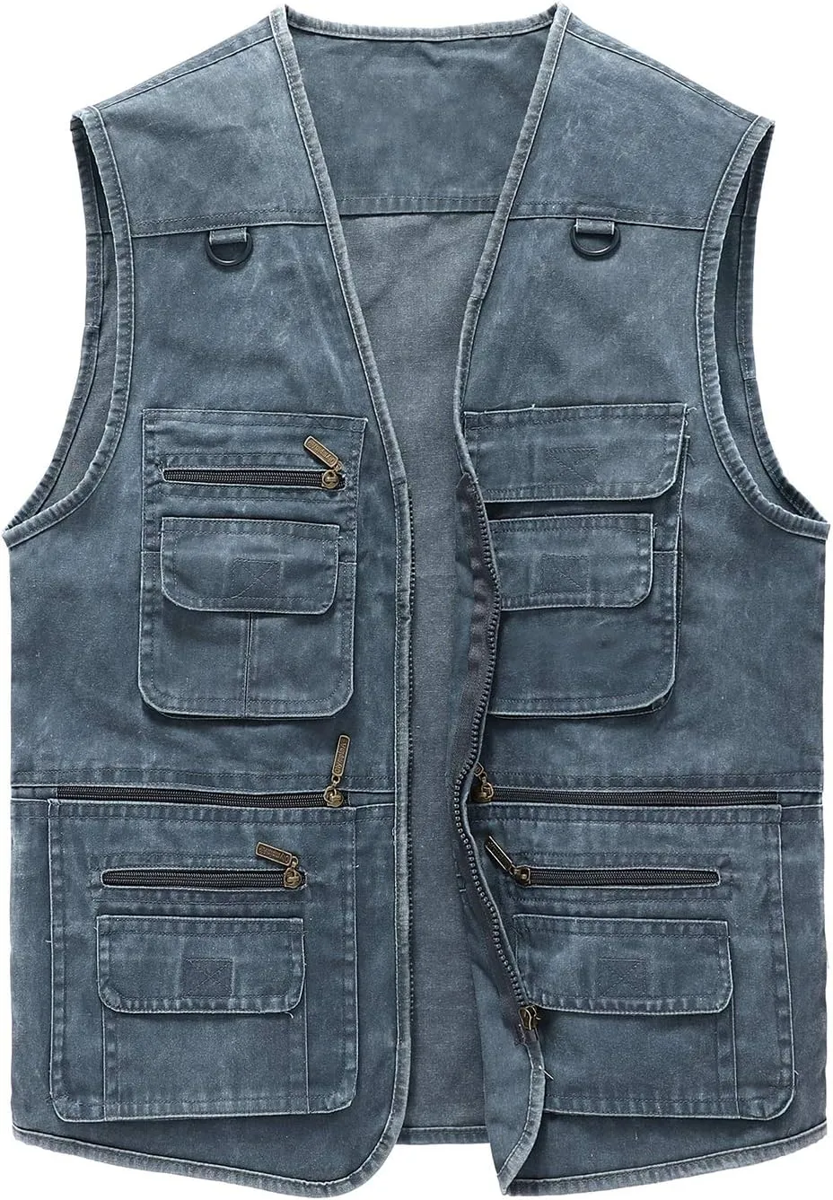 Hbufnha Men's Denim Vest Outdoor Casual Multi Pocket Sleeveless Jacket Jean Work Travel Utility Vest