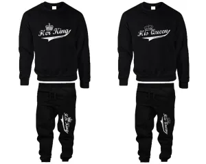 Her King & His Queen Couple Matching Crewneck Sweaters and Jogger Pants – Stylish Unisex Top & Bottom Set | Mix & Match 4 Items Sold Separately
