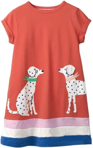 HILEELANG Toddler Girl Cotton Casual Dress Summer Short Sleeve Basic Tunic Playwear Shirt Dresses