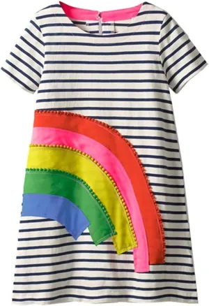 HILEELANG Toddler Girl Cotton Casual Dress Summer Short Sleeve Basic Tunic Playwear Shirt Dresses
