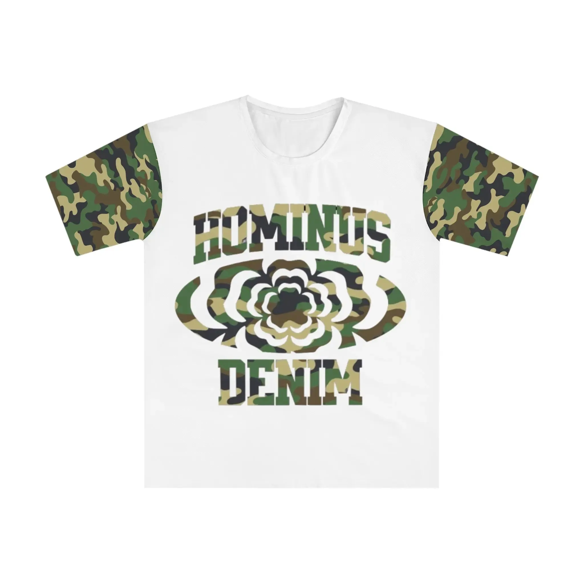 Hominus Denim Camouflage Sleeve Printed Logo Tee