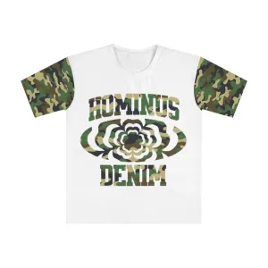 Hominus Denim Camouflage Sleeve Printed Logo Tee