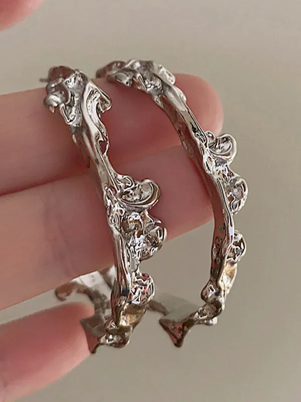 Hood Pleated Solid Color Irregularity Earrings Accessories