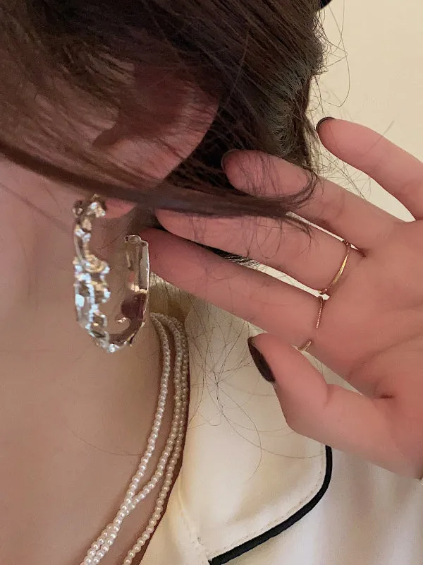 Hood Pleated Solid Color Irregularity Earrings Accessories