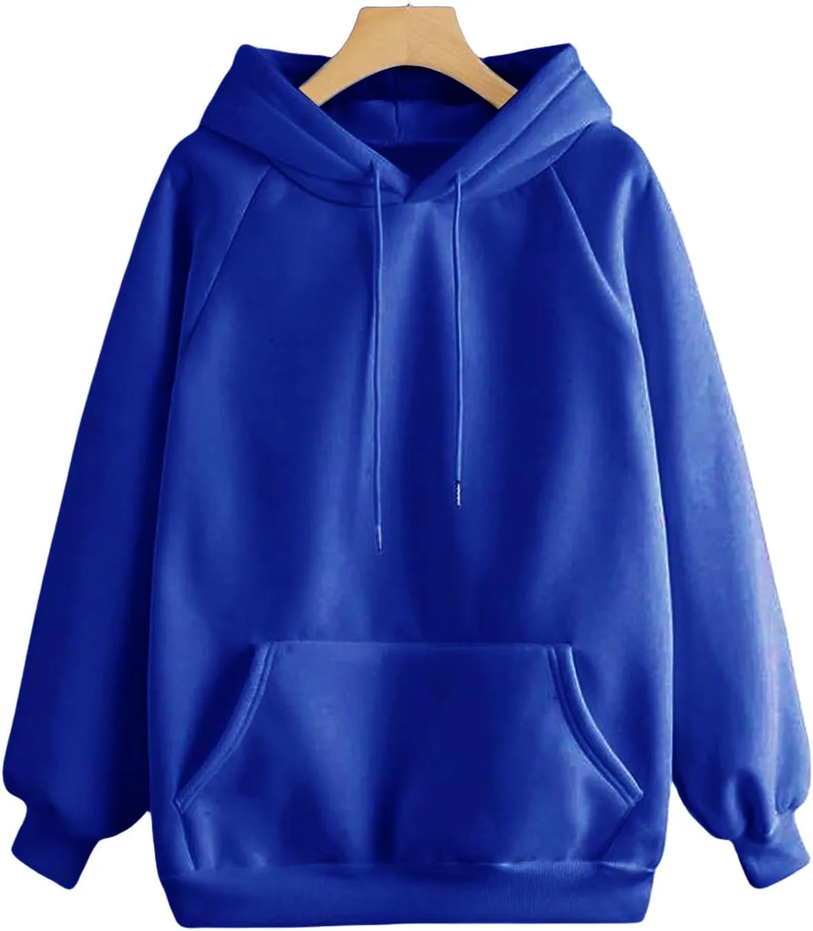 Hoodies for Women Pullover Basic Solid Long Sleeve Crewneck Sweatshirts for Teens Girls Oversized Hooded Tops