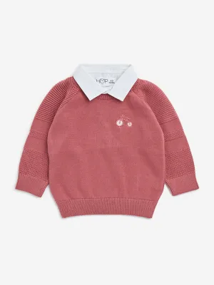 HOP Baby Mauve Knitted Cotton Sweater