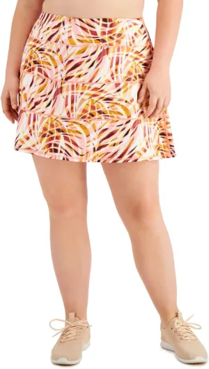 Ideology Womens Plus Printed Tiered Skort