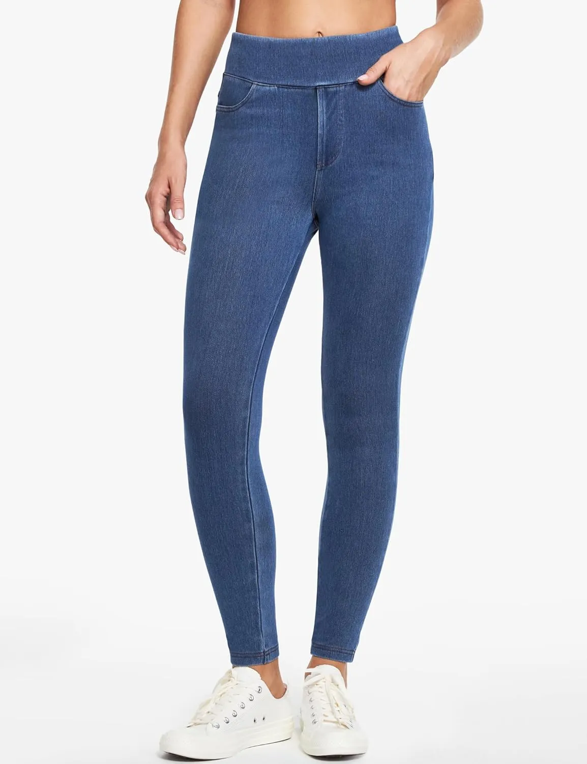 IUGA Jeggings for Women Tummy Control Stretchy High Waisted Jeans Pull on Skinny Jean Leggings with Pockets Trendy Casual