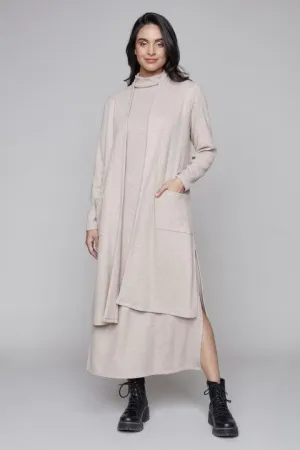 Knit Long Duster in Oatmeal Beige