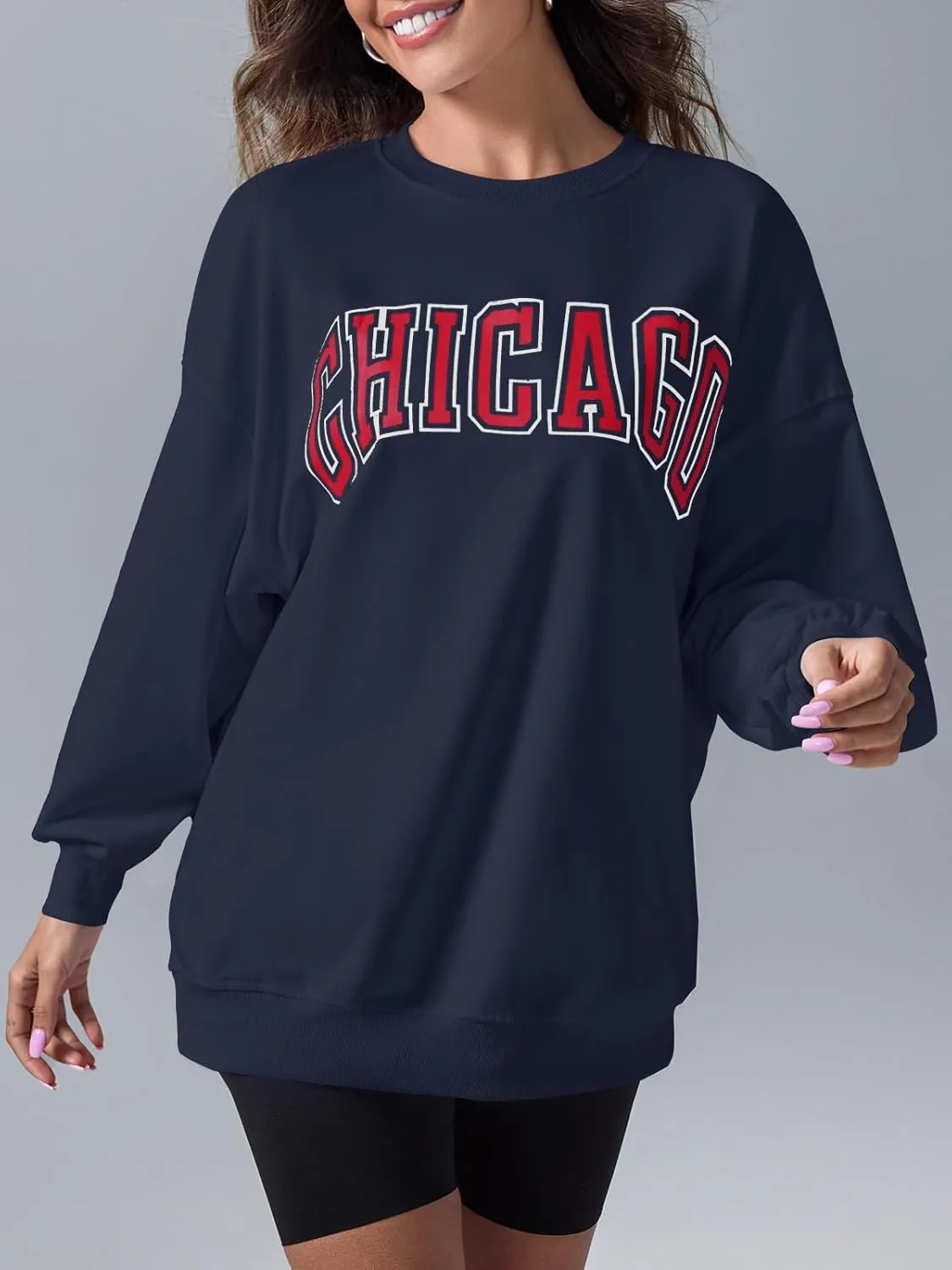 Langwyqu Women's Oversized Sweatshirt Los Angeles California Crewneck Long Sleeve Casual Loose Pullover Tops
