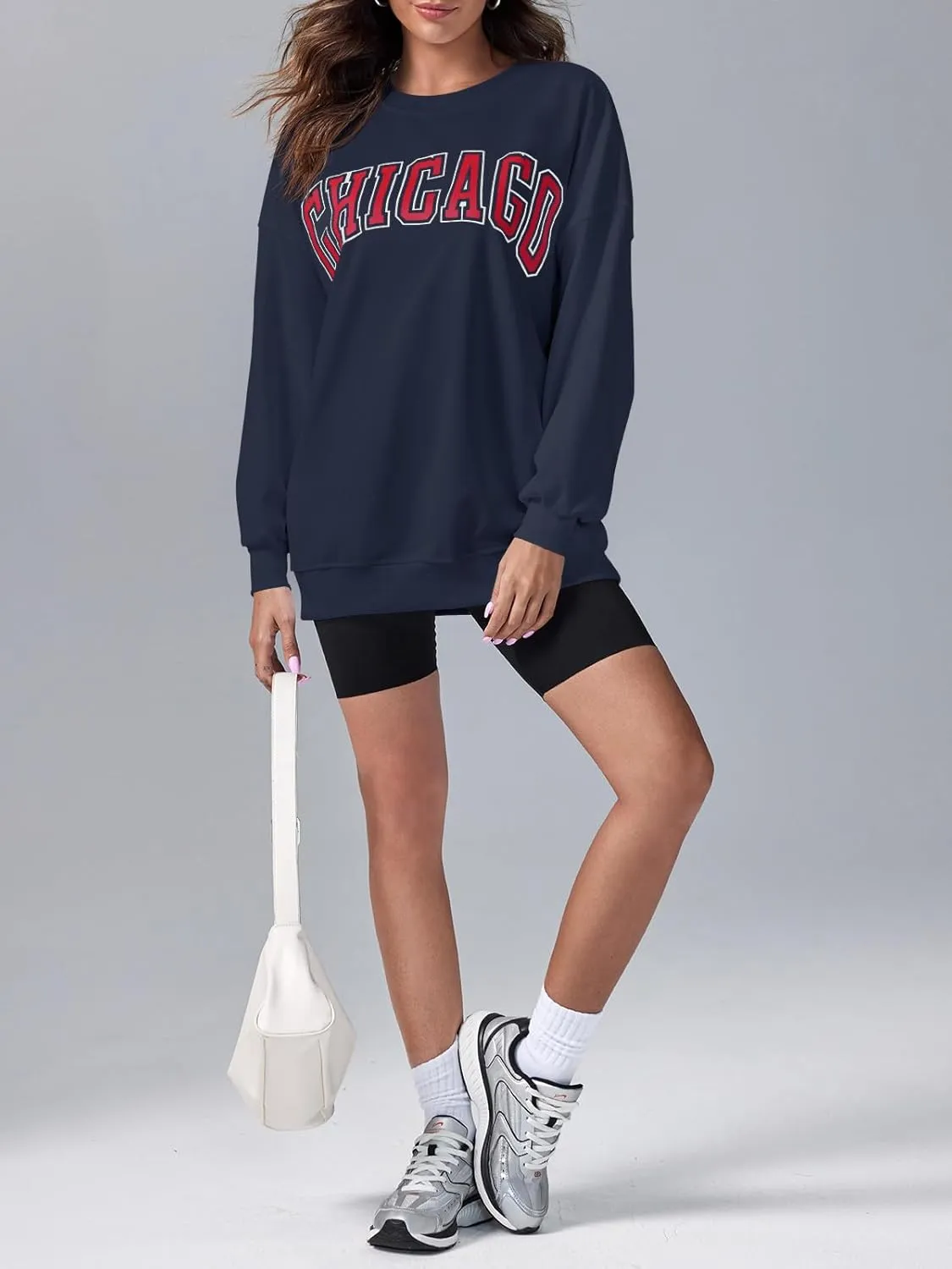 Langwyqu Women's Oversized Sweatshirt Los Angeles California Crewneck Long Sleeve Casual Loose Pullover Tops